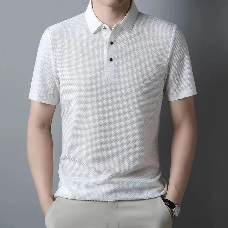 2023 M-4XL Summer New Men's Short Sleeve T-shirt Cool and Breathable POLO Shirt Business Casual Sweat-absorbing Top