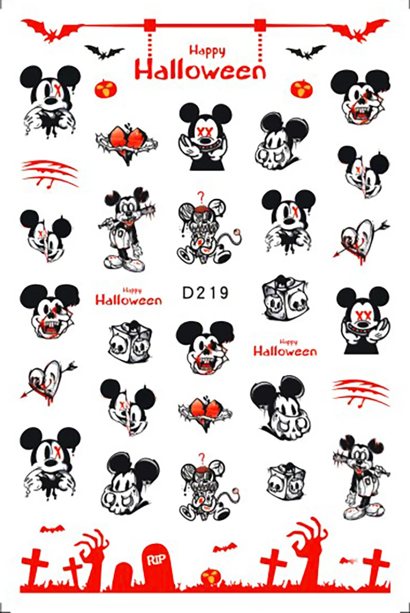 Disney Cartoon Adhesive Nail Stickers Nail Decorative Decals Nail Sliders Stitch Mickey 3D Stickers Press on Nails