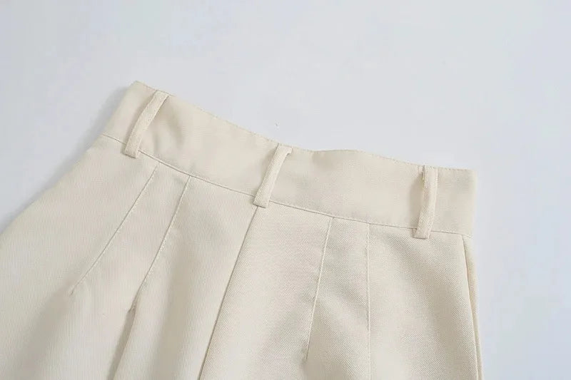 Women Chic Fashion Office Wear Straight Pants Vintage High Waist Zipper Fly Female Trousers Mujer