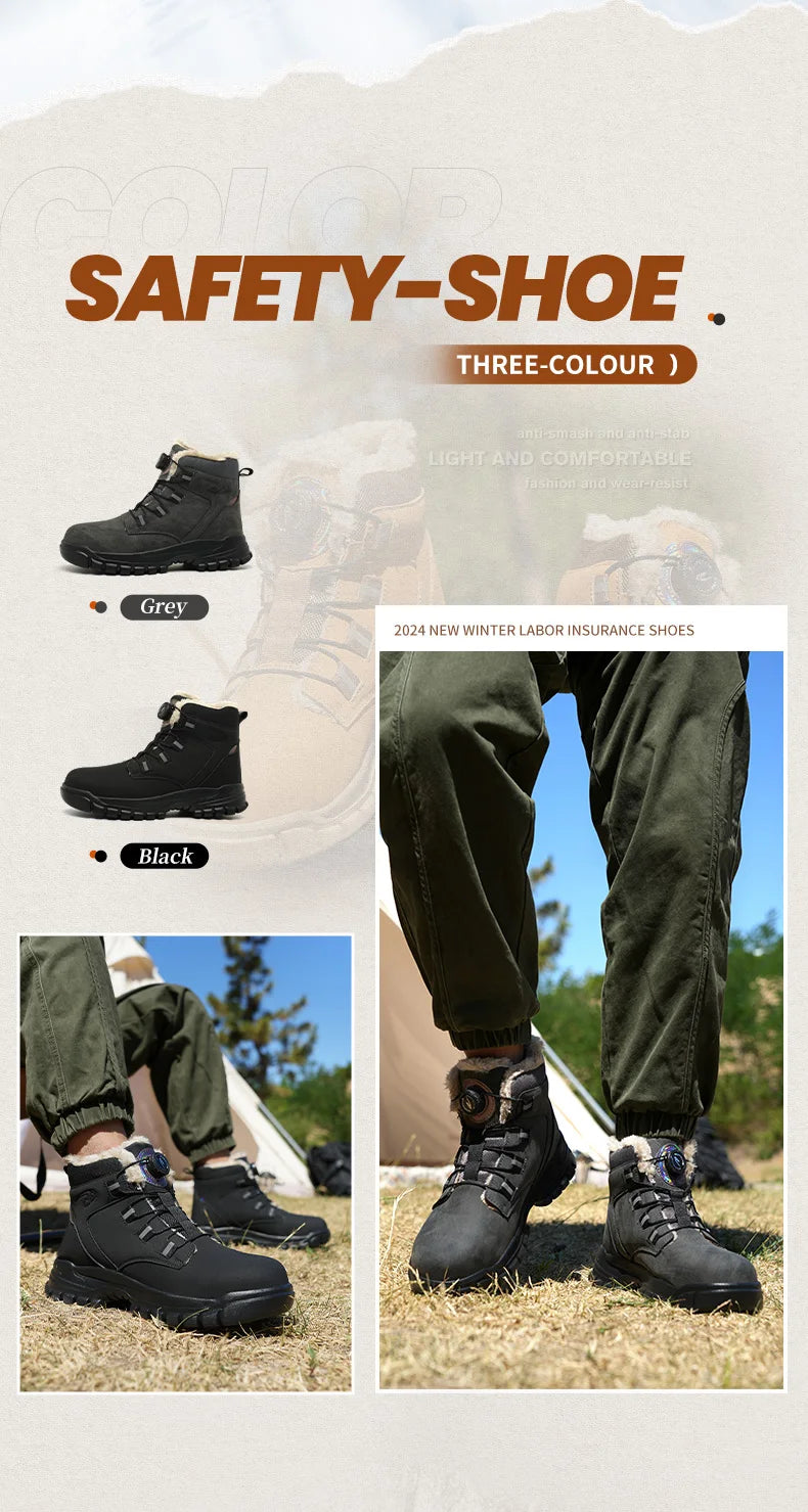 comfortable safety shoes for men high waterproof work shoes non-slip safety boots rubber outsole working sneakers with metal toe