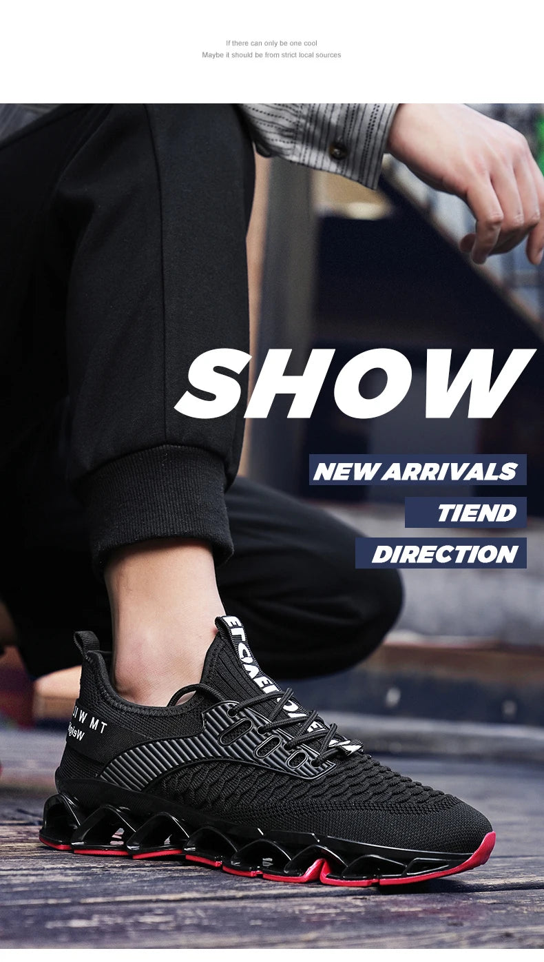Men's Breathable Mesh Running Shoes Blade Sole Sneakers Lightweight Non-Slip Sports Shoes for Gym Walking Casual Wear