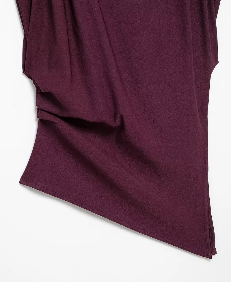 MUJER Asymmetric Tank Top Female Ruched Sleeveless Tops for Women High Neck Strapless Top Women Fashion Aesthetic Tops Woman