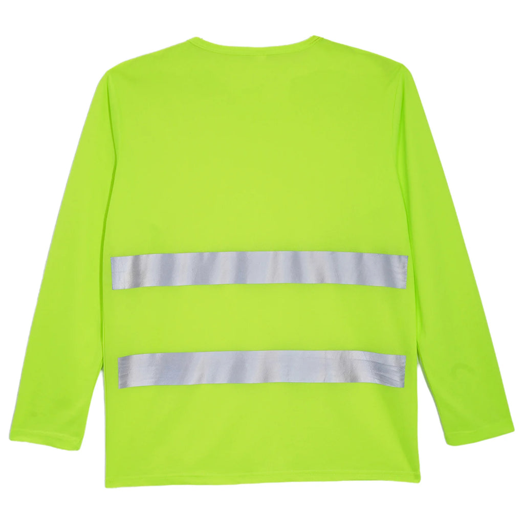 Mens T-shirt Moisture-Wicking Long Sleeves Reflective Safety Top for Volunteer Activities Social Service Cycling Workout Running