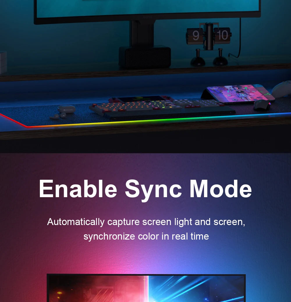 Smart Ambient TV PC Display Sync Computer Monitor Backlight LED Strip Light RGB Color DIY Game Holiday Atmosphere Computer