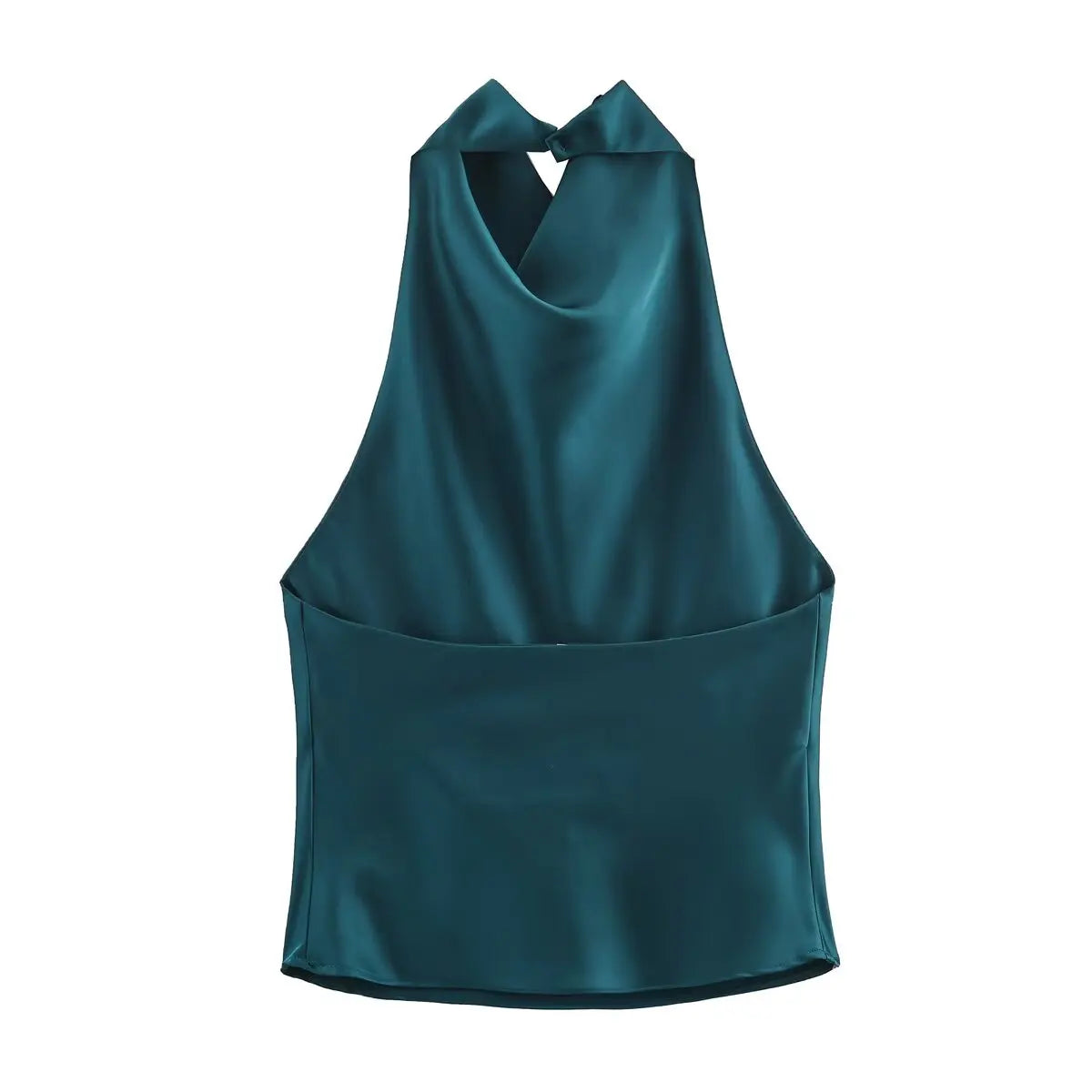 Zevity 2025 Women Chic Solid Color Sleeveless Soft Touch Halter Camis Tank Lady Backless Summer Beach Shirt Blouse Tops LS9365