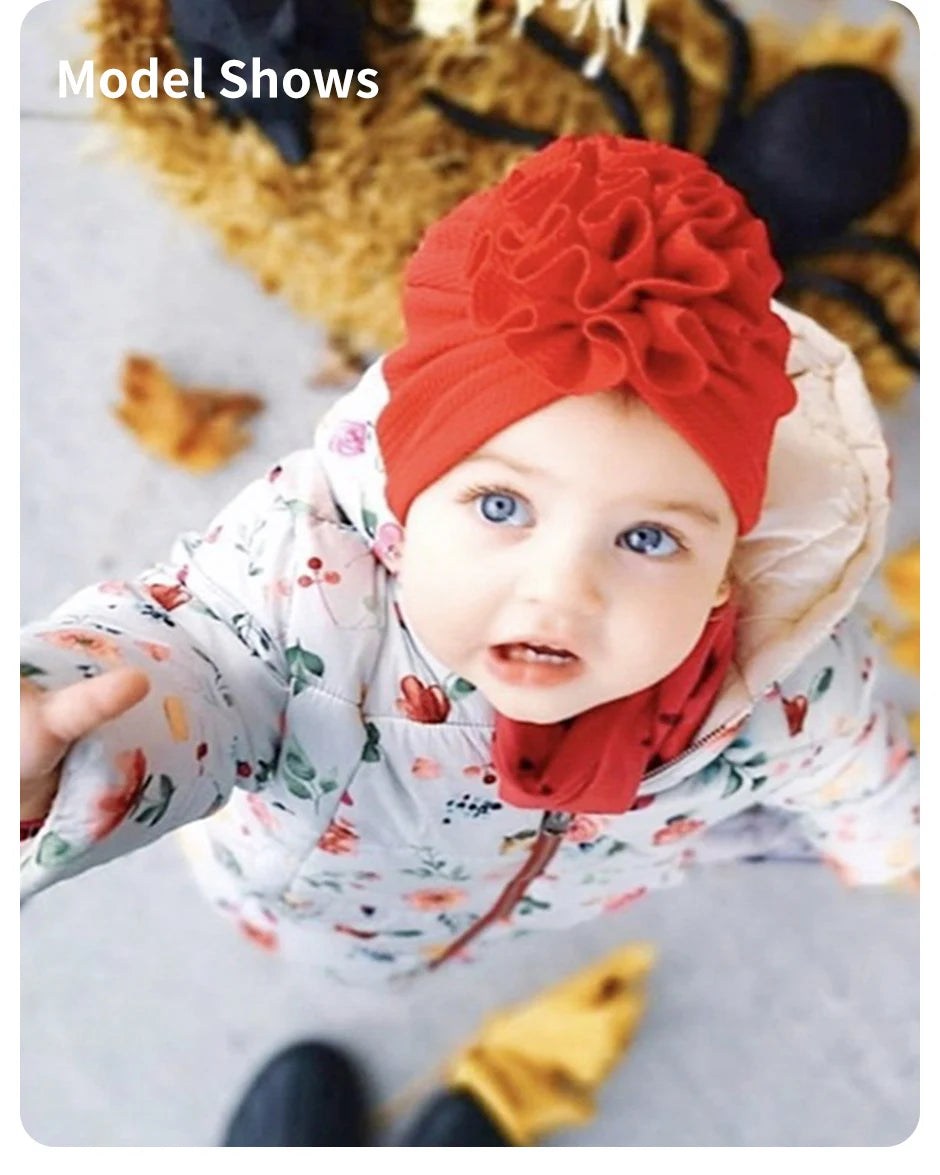 Cute Flower Baby Turban Hat Soft Baby Girl Headwrap Beanie Hat For Newborn Infant Toddler Headwear Headband