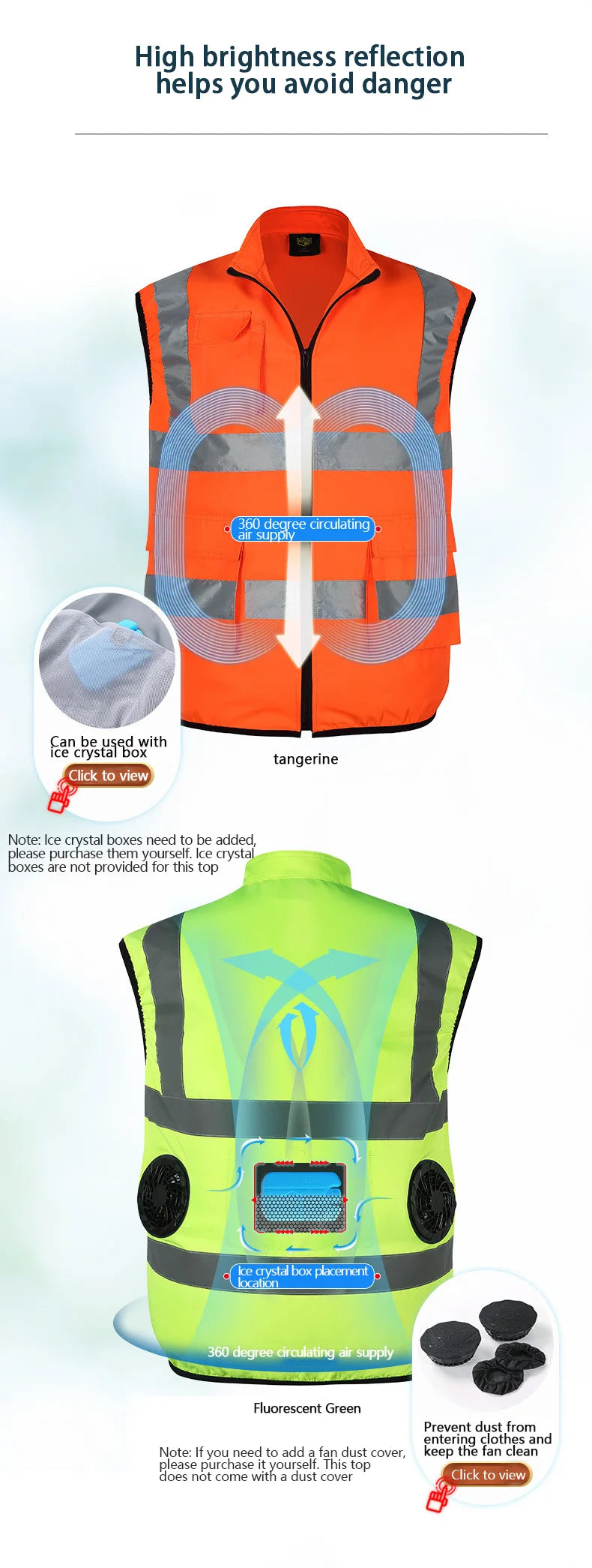 Summer Cooling Fan Vest for Men Women Outdoor Reflective Air Conditioning Clothes Anti-Heat Sunscreen Vest Hiking Fishing