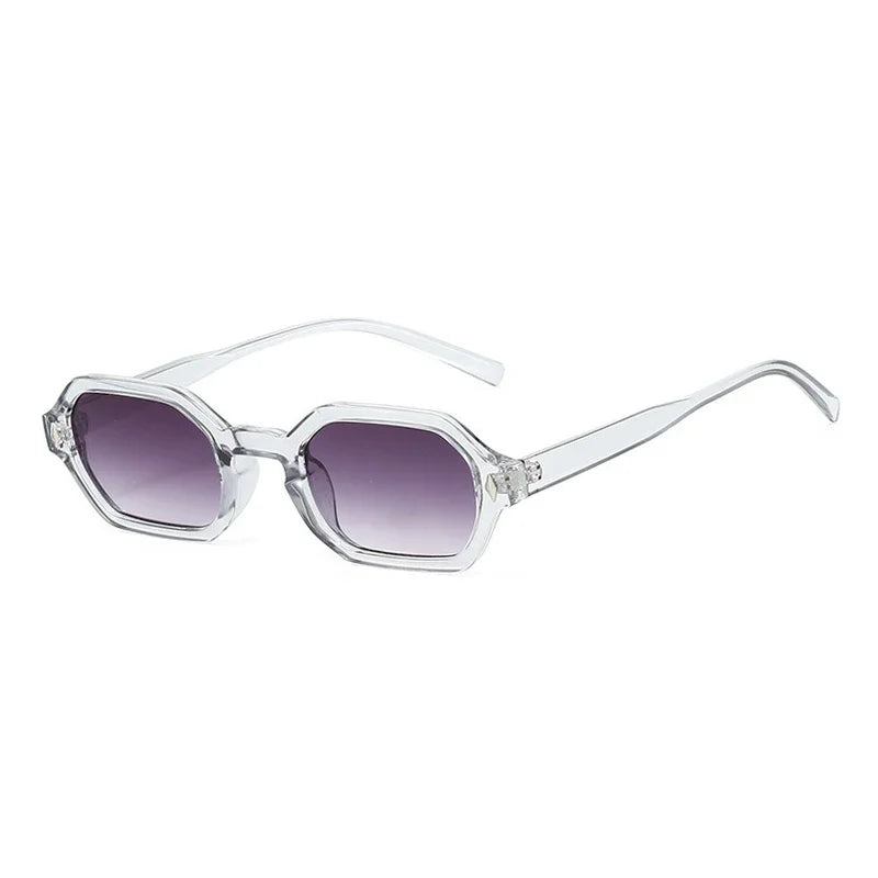JNPCXI New Retro Small Polygon Rectangle Sunglasses Women Shades UV400 Fashion Blue Gradient Lens Men Retro Rivets Frame