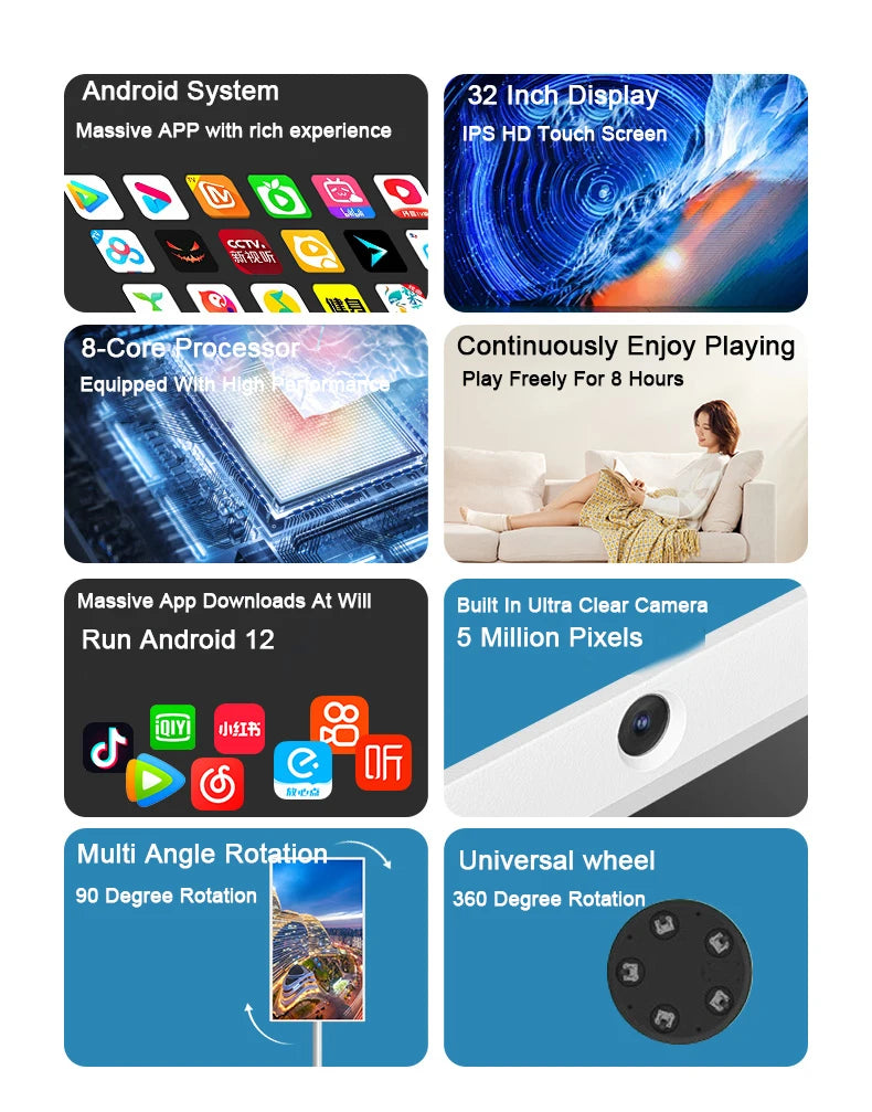 Smart TV 32 Inch Android Display TV Smart Live Streaming Home Business Gaming Television 4K Smart TV for Office Living Room