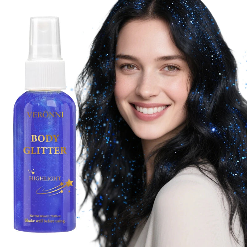Glitter Hair Shimmer Spray,Multi-Purpose Body & Face Fine Mist Body Glow Body Highlighter Flakes Face,Body Hair Spray Makeup