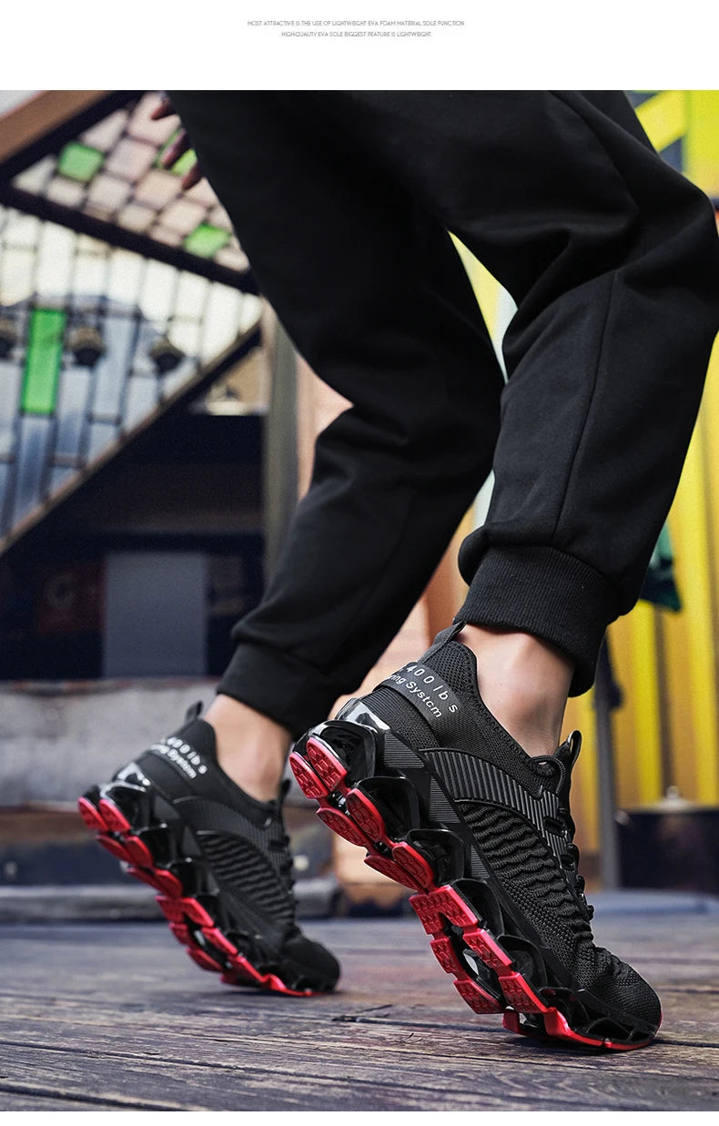 Men's Breathable Mesh Running Shoes Blade Sole Sneakers Lightweight Non-Slip Sports Shoes for Gym Walking Casual Wear