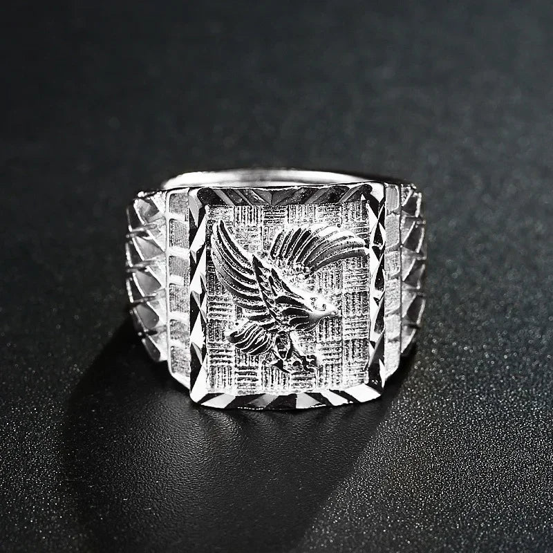 Punkboy Hip Hop Rock Style Gold Plated Domineering Craved Flying Eagle Animal Pattern Men 's Finger Ring Party Luxury Jewelry