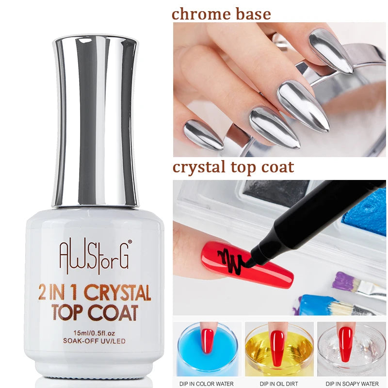 AWStorG 15ML Nail Tips Glue Gel For Falses Nail Tips Fast Extension 3 IN 1 Function Nails Art Transparent Gel Polish Soak Off UV