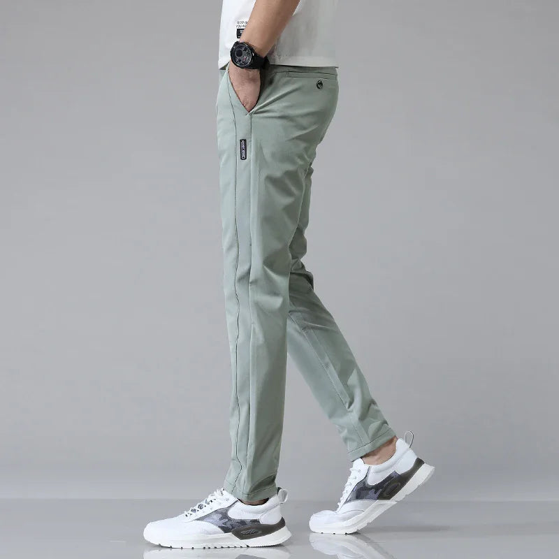 New Spring Summer Ultra-thin Men's Stretch Slim Straight Casual Pants High Quality Fashion Breathable Golf Sports Trousers