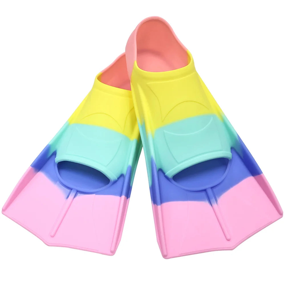 Silicone Fins Swim Training Snorkel Short Diving Flippers Frog Shoes Men Women Professional Breaststroke Freesnorkel Swimming