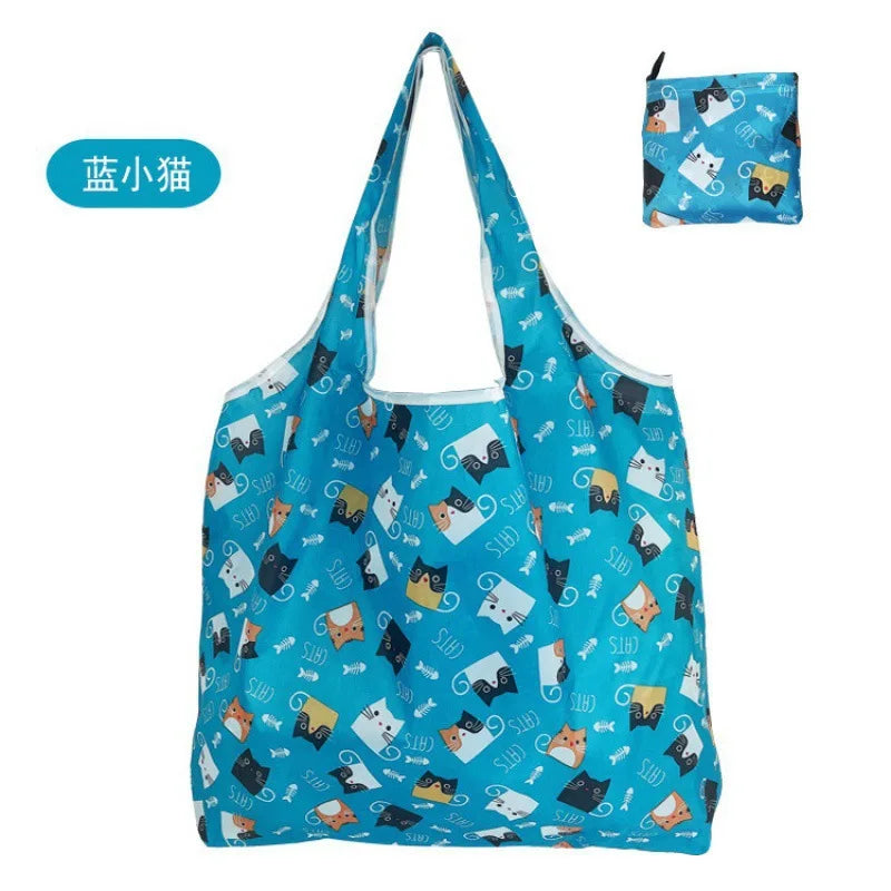Large Reusable Shopping Bag for Women Shopper Tote Folding Bag Eco-Friendly Reusable Foldable Grocery Case Handbags Storage Bags