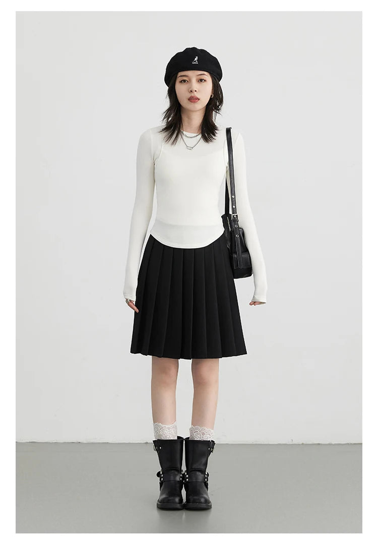 CHIC VEN Women T-Shirts Solid New Basic Heating Cashmere Round Neck Woman Tees Slim Fit Female Tops Spring Autumn 2024