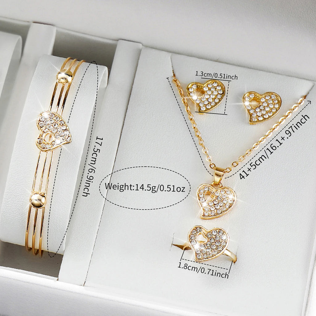 6PCS/Set Fashion Women's Quartz Watch Stainless Steel Band Wrist Watches Diamond Jewelry Set(Without Box)