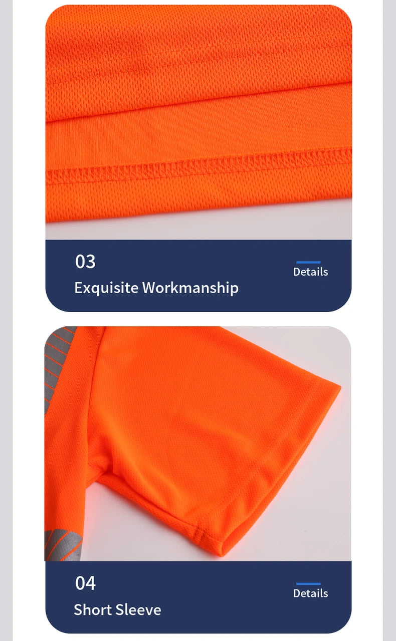S-4XL Summer Reflective T-shirt Safety Work Short Sleeves Shirts High  Visibility Shirts Ideal for Construction Mining Airport