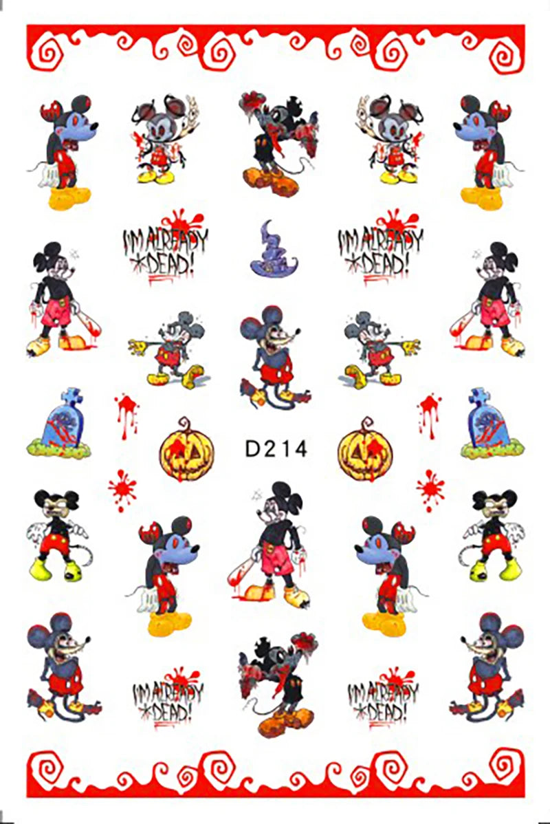 Disney Cartoon Adhesive Nail Stickers Nail Decorative Decals Nail Sliders Stitch Mickey 3D Stickers Press on Nails