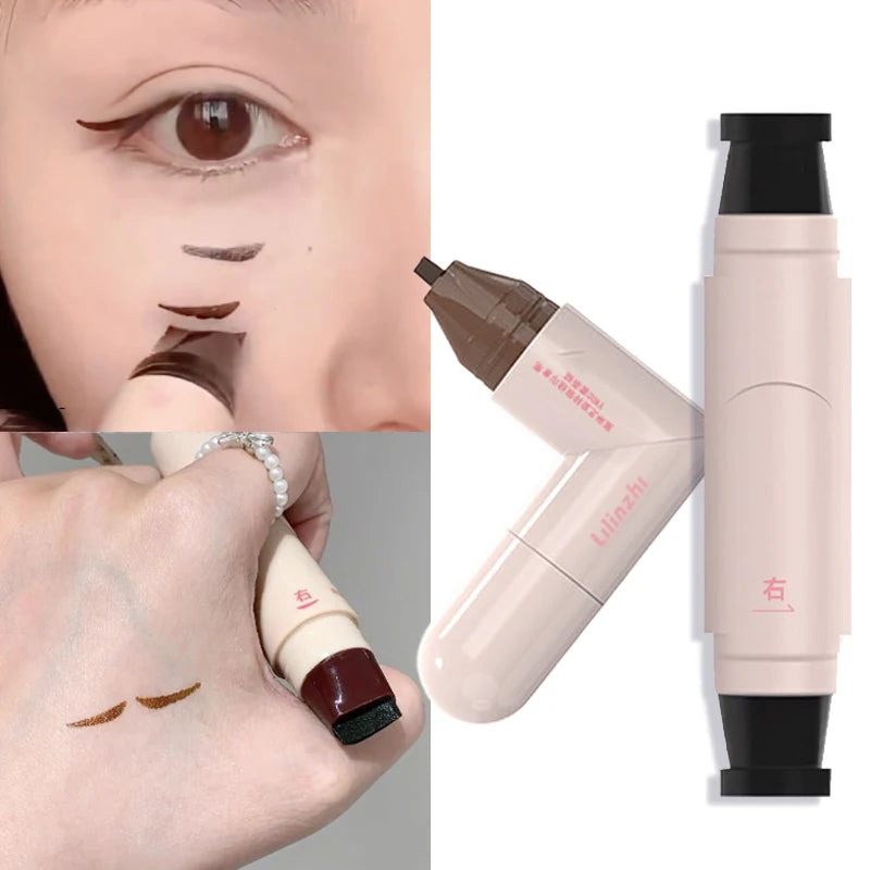 Dual-Head Rotatable Eyeliner Stamp Integrated Waterproof Long Wear Wing Stencil DIY Liquid Eye Liner Pen Fast Drying Makeup