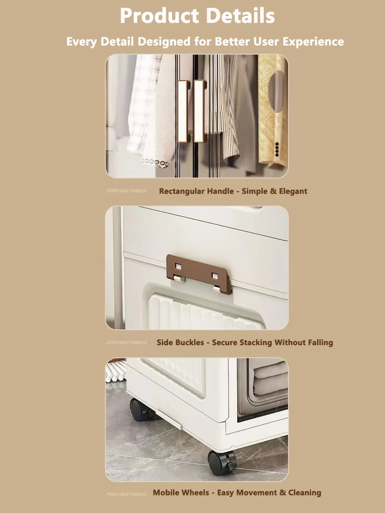 Multi-Functional Folding Storage Cabinet with Doors White/Black/Gray for Home Office Kitchen Bathroom Organizer
