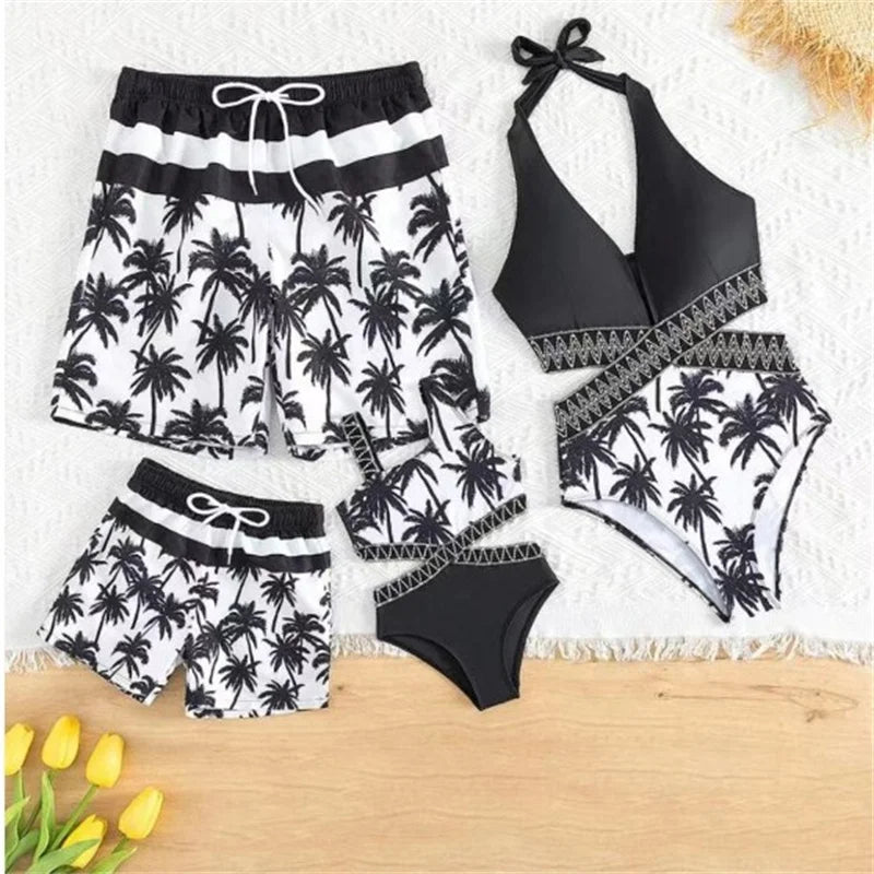 Summer Bikini Mother Daughter Father Son Swimsuit Parent-Child Family Swimming Costume Family Matching Beach Sunny Swimwear