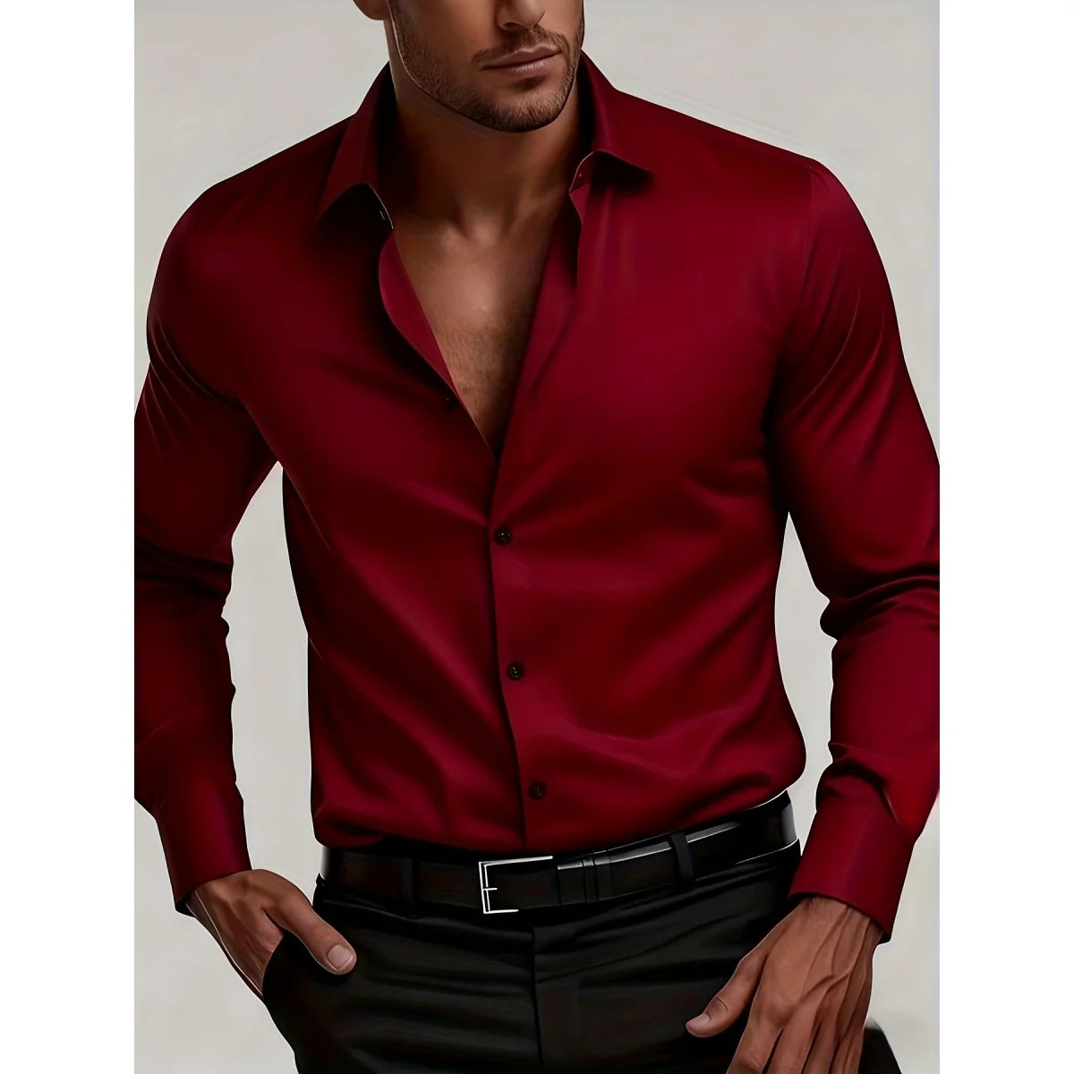 Men's Trendy Geometric 3D Line Print Long-Sleeved Shirt Men's Button up Shirt Casual Fashion Male White Shirt Lapel Shirt Tops