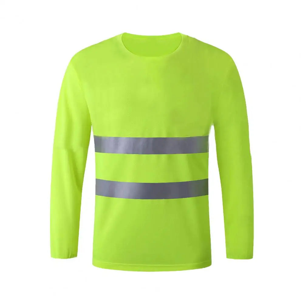 Reflective Safety T-Shirt 360 Degree Reflective Zones High Visibility Long Sleeves Outdoor Construction Worker Top for Night