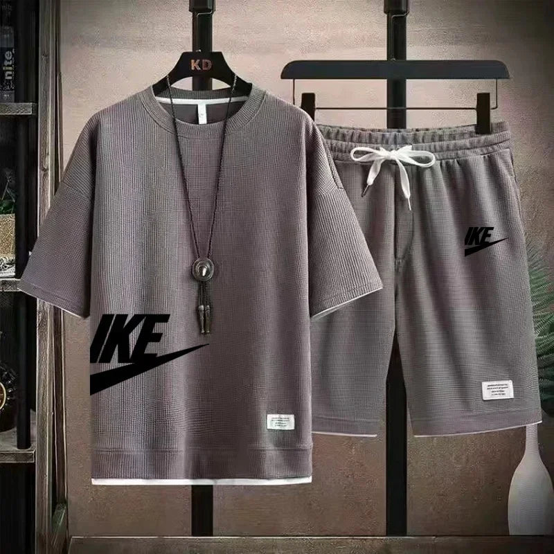 Fashionable, casual and trendy men's sportswear set, short-sleeved T-shirt and outdoor summer sports shorts set, new size M-3XL