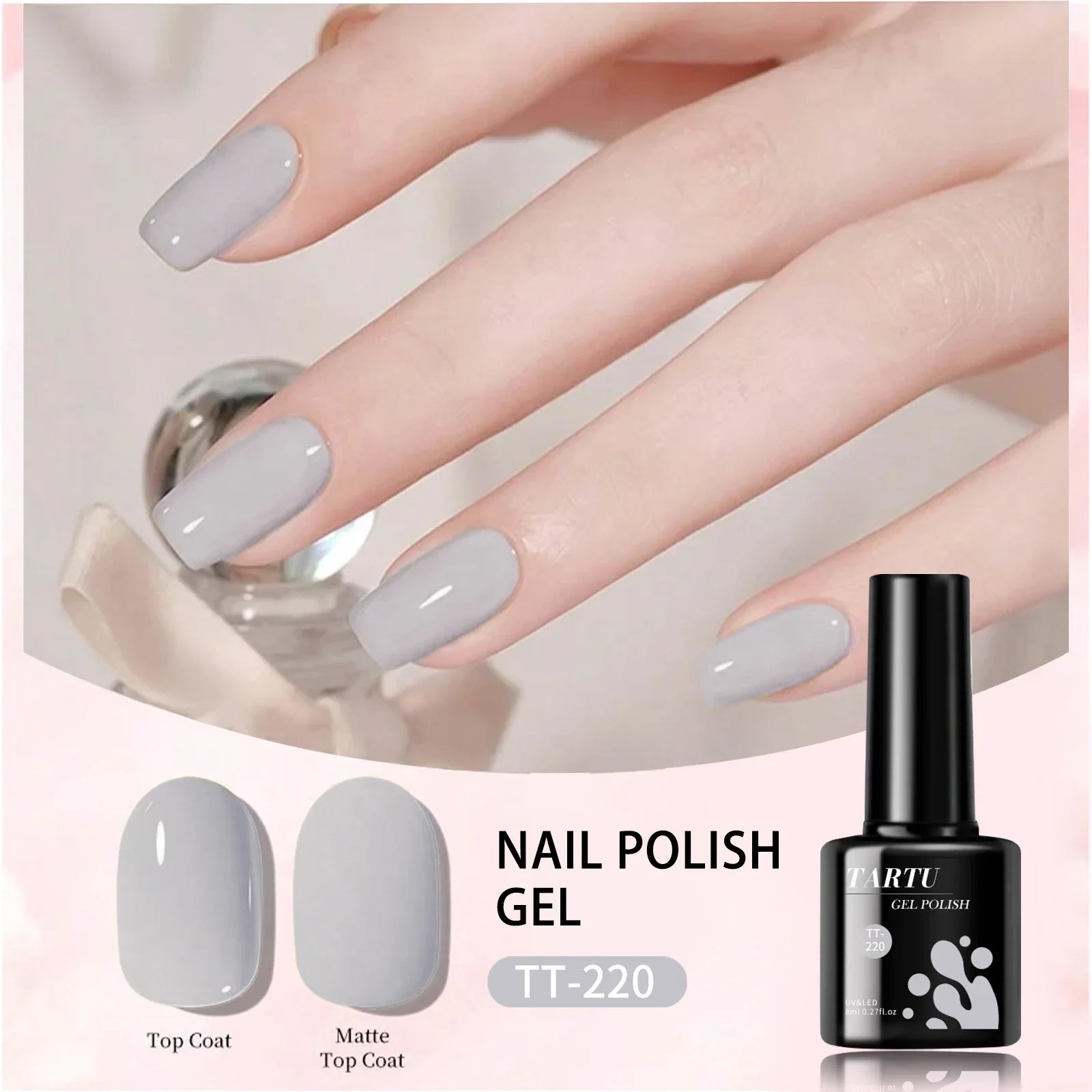 TARTU 8ml Gel Nail Polish Rose Pink Red Gray Burgundy Nails Art Soak Off UV/LED Manicure Semi Permanent gel polish