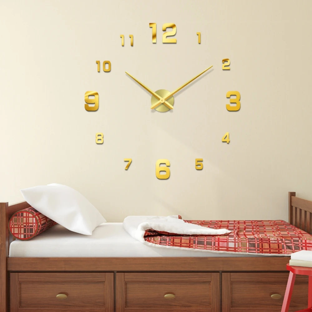 New Modern Design Large Wall Clock 3D DIY Quartz Clocks Fashion Watches Acrylic Mirror Stickers Living Room Home Decor Horloge