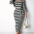 Women's Striped Bodycon Midi Dress – Summer Casual Style