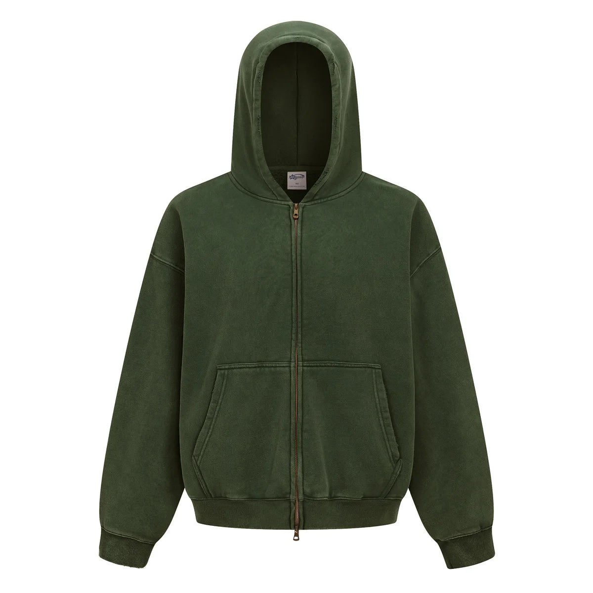 New Autumn and Winter Cashmere Zip Up Jacket Streetwear Casual Oversized Acid Washed Wax Printed Hooded Fleece Zipper Hoodie