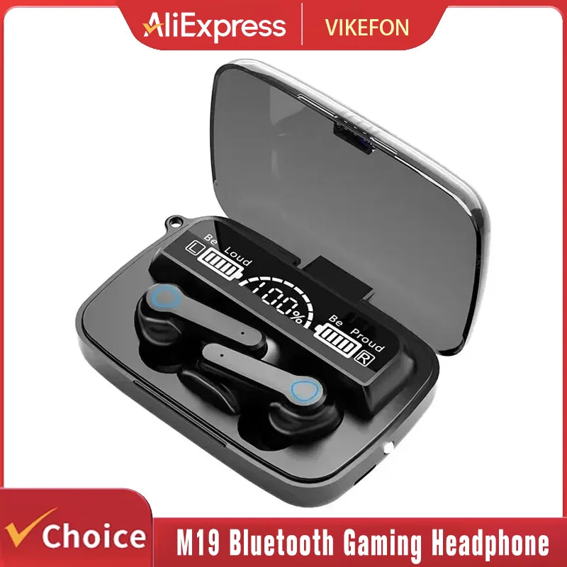 M19 Bluetooth Wireless Headset 5.3 Bluetooth Earphones IPX5 Waterproof Headsets with Mic HiFi Stereo Music Earbuds for All Phone