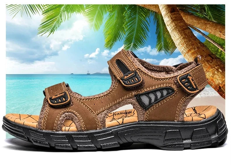 Hot Sale Summer Men's Sandals Outdoor Non-slip Men's Beach Sandals Handmade Genuine Leather Men's Shoes Fashion Men Sneakers