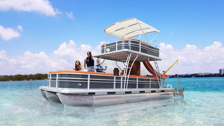 Inflatable Pontoon Yacht 16ft, High Quality Foldable Water Craft for Seaside Entertainment Fun