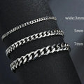 3/5/7mm Width Stainless Steel Punk Style Cuban Chain Bracelet Simple Fashion Jewelry Bracelet Gifts For Men Women 2024New Trendy