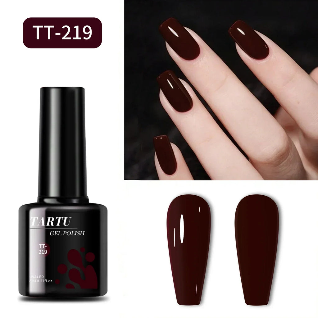 TARTU 8ml Gel Nail Polish Rose Pink Red Gray Burgundy Nails Art Soak Off UV/LED Manicure Semi Permanent gel polish