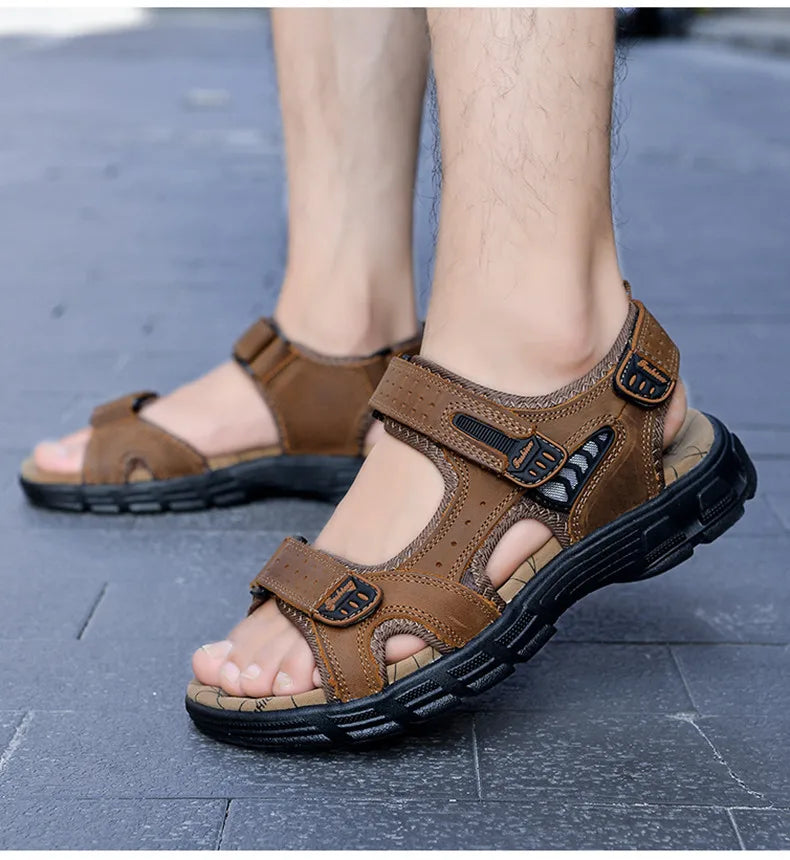 Hot Sale Summer Men's Sandals Outdoor Non-slip Men's Beach Sandals Handmade Genuine Leather Men's Shoes Fashion Men Sneakers