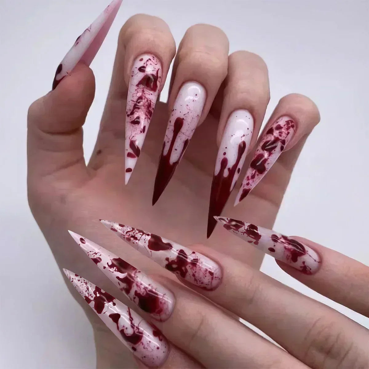 24Pcs French Almond False Nails Glitter with Rhinestones Wearable Fake Nails Artificial Simple Full Cover Press on Nails Tips