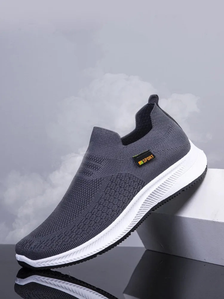 Men Walking Shoes Knit Mesh Breathable Sneakers Lightweight Sneakers Slip-on Mens Casual Shoes Fashion Comfort