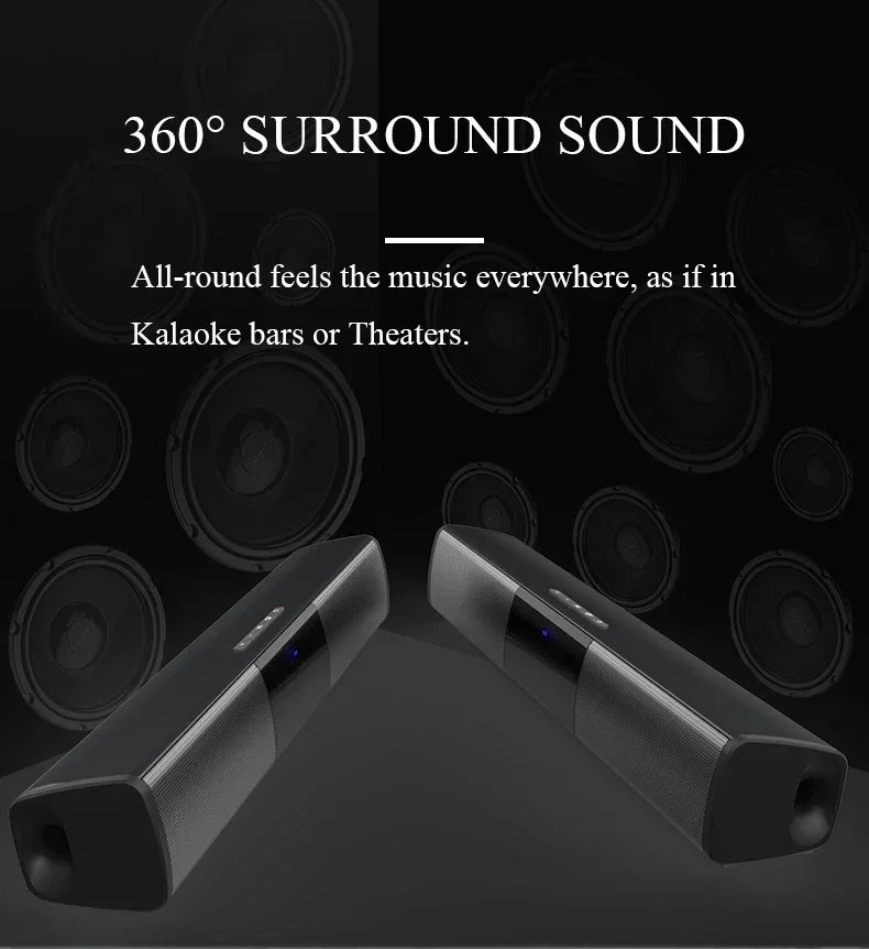 Portable Super Powerful Sound Bar Wireless Bluetooth Speaker Surround Stereo Home TV Sound Box Subwoofer FM Radio Caixa De Som