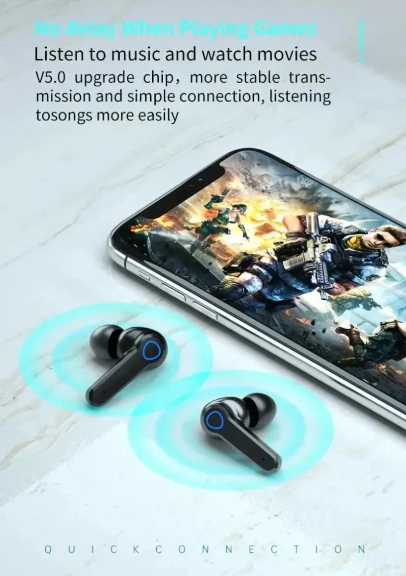 M19 Bluetooth Wireless Headset 5.3 Bluetooth Earphones IPX5 Waterproof Headsets with Mic HiFi Stereo Music Earbuds for All Phone