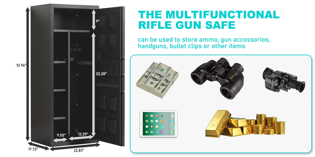 Caja Fuerte para 15-20 Armas – Rifle y Pistola con Alarma Doble y Función Silenciosa