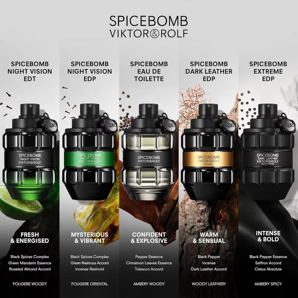 Men's Perfume Eau de Parfum Spicebomb Extreme 100ml Woody Spicy Long Lasting Cologne Spray Fragrance for Men Amber Vanilla Scent