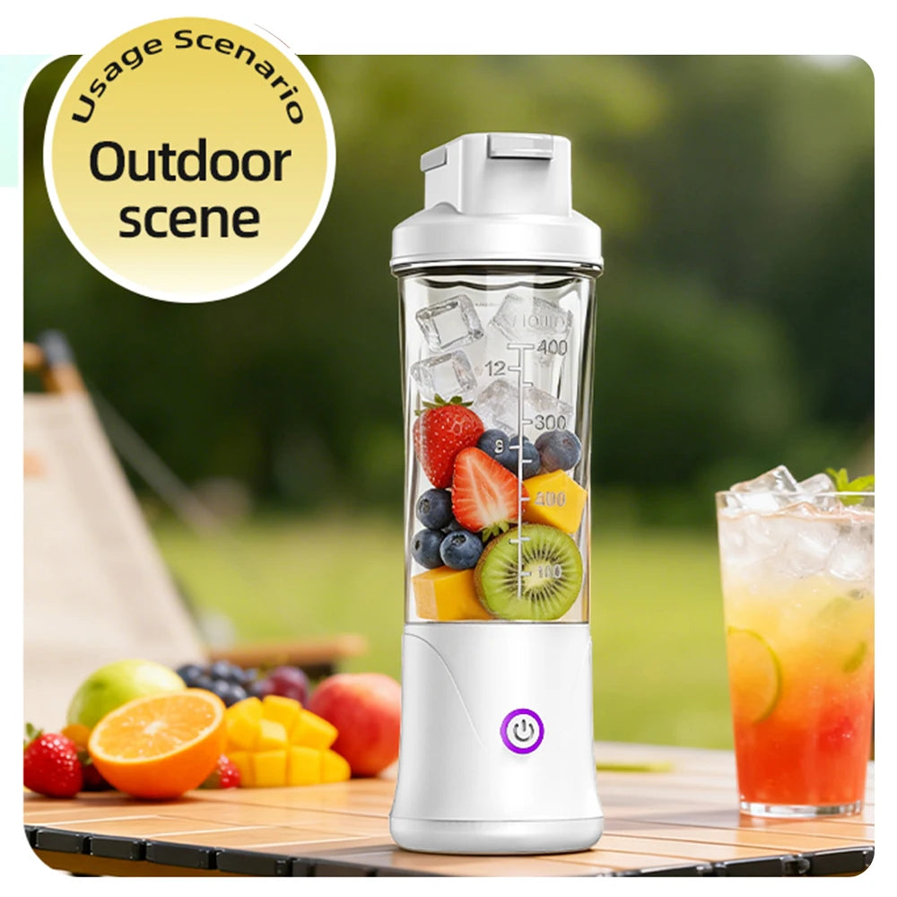 Portable Fruit Juicer Mini Blender 450ML Electric Juice Cup 12 Blades Rechargeable Blender For Shakes And Smoothies Ice Crusher