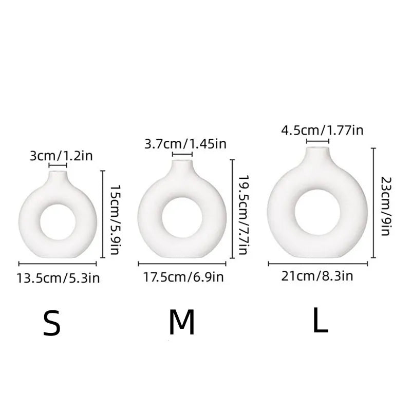 Simple Plastic Vase Donut Shape Single Flower Pot Home Living Room Decoration Table Ornaments Circle Flower Arrangement Vase