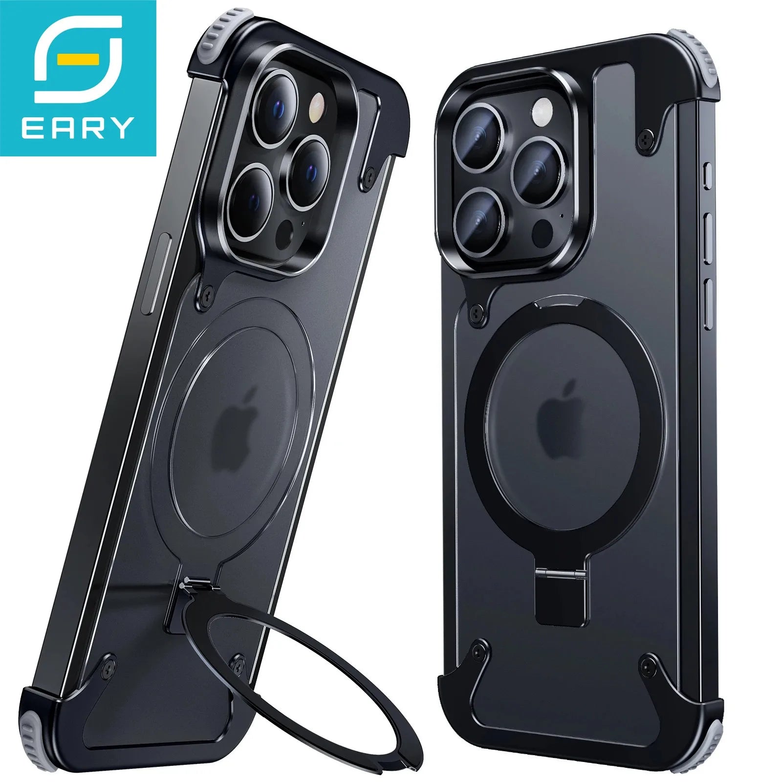Eary for iPhone 13 Pro Phone Case with Magsafe Ring Kickstand Frameless Minimalist Bumper Shockproof Protector Phone Cover Shell
