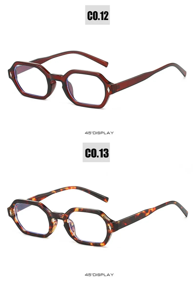 JNPCXI New Retro Small Polygon Rectangle Sunglasses Women Shades UV400 Fashion Blue Gradient Lens Men Retro Rivets Frame